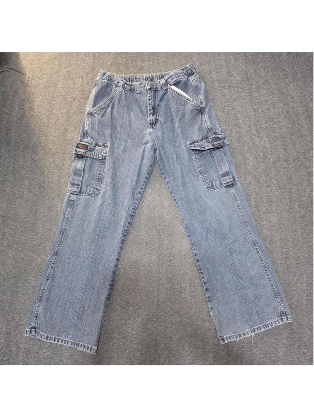 Vintage Wrangler WRG Jeans Co Wide Leg Cargo Denim Pants 16 Husky (28x27)